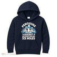 Penguin Protest Anti Authoritarian Stop Ice Hole Kids Hoodie thumb 0