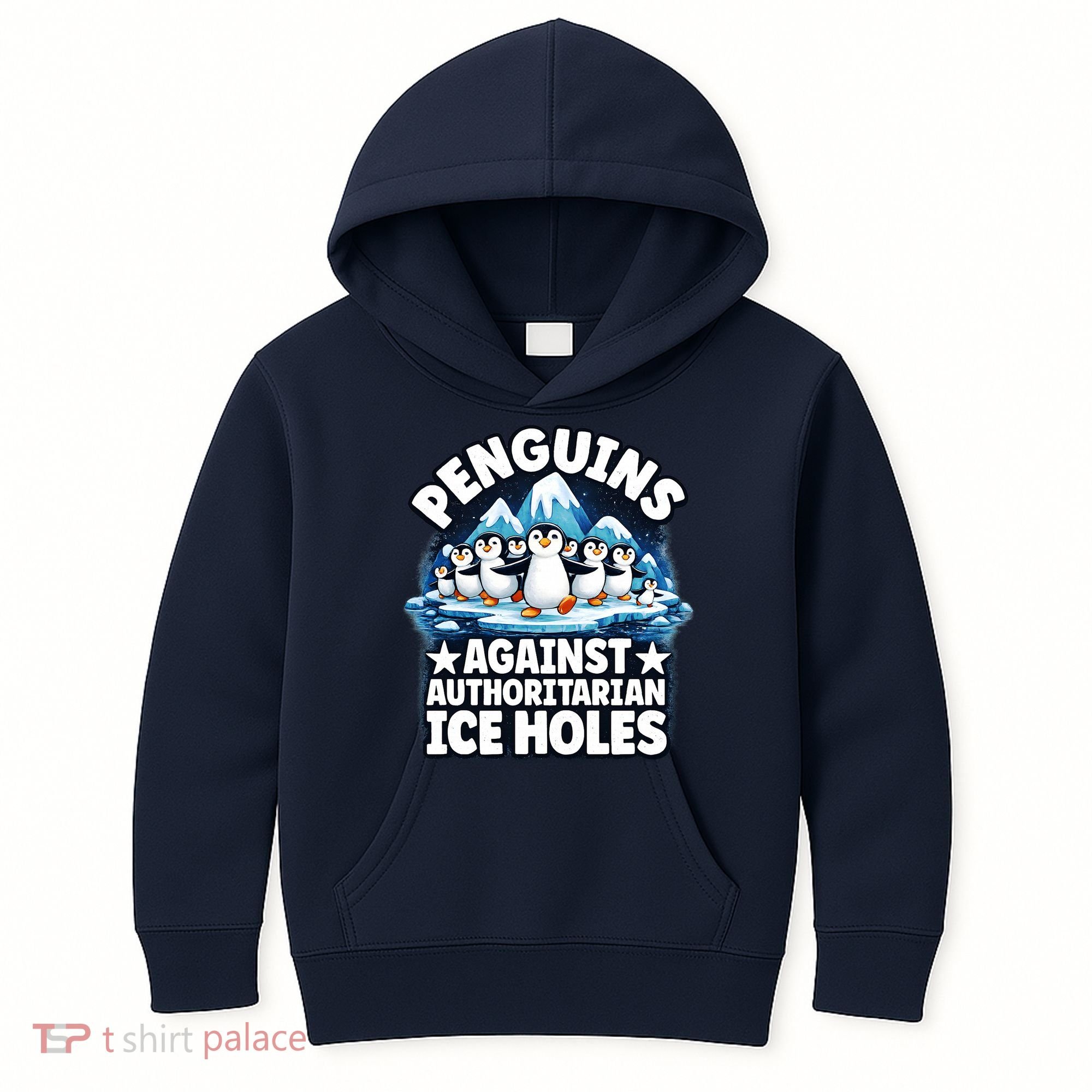 Penguin Protest Anti Authoritarian Stop Ice Hole Kids Hoodie