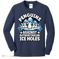 Penguin Protest Anti Authoritarian Stop Ice Hole Kids Long Sleeve Shirt thumb 0