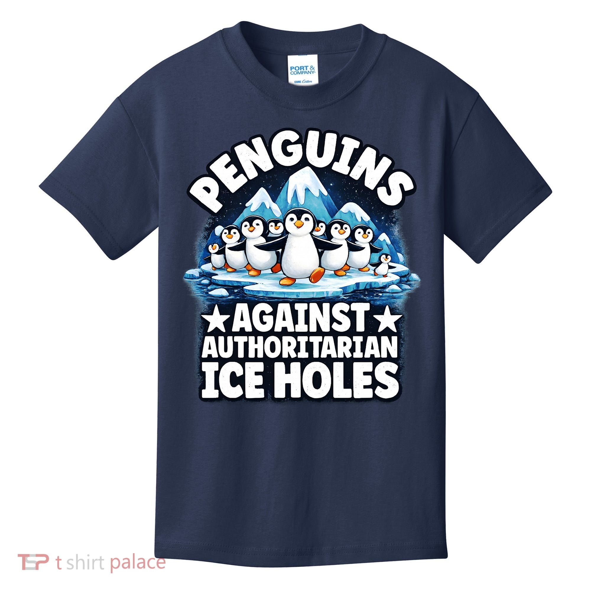 Penguin Protest Anti Authoritarian Stop Ice Hole Kids T-Shirt