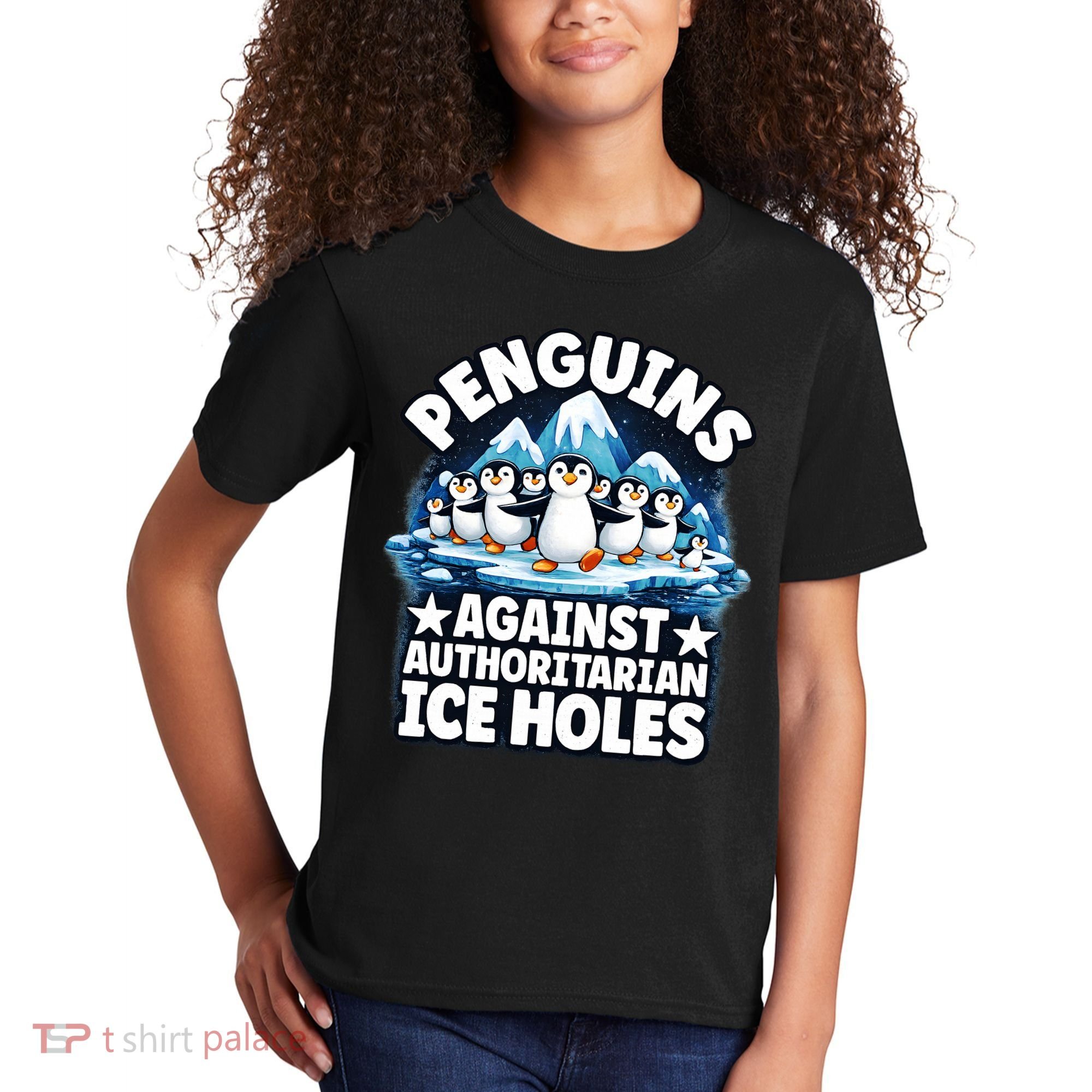 Penguin Protest Anti Authoritarian Stop Ice Hole Kids T-Shirt
