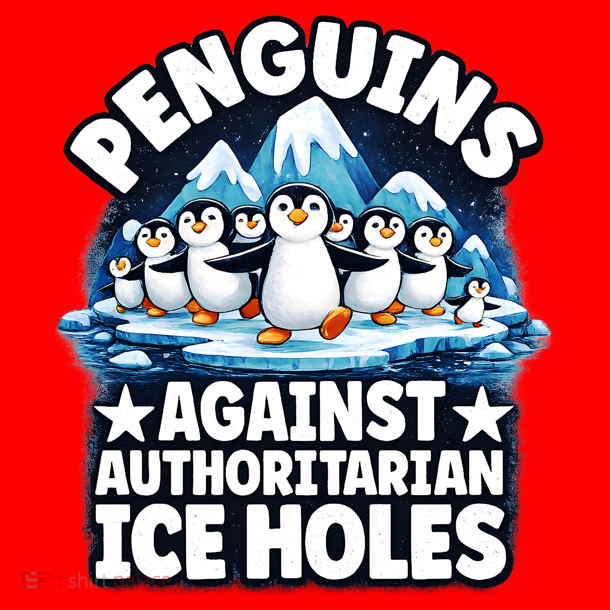 Penguin Protest Anti Authoritarian Stop Ice Hole Santa Hat
