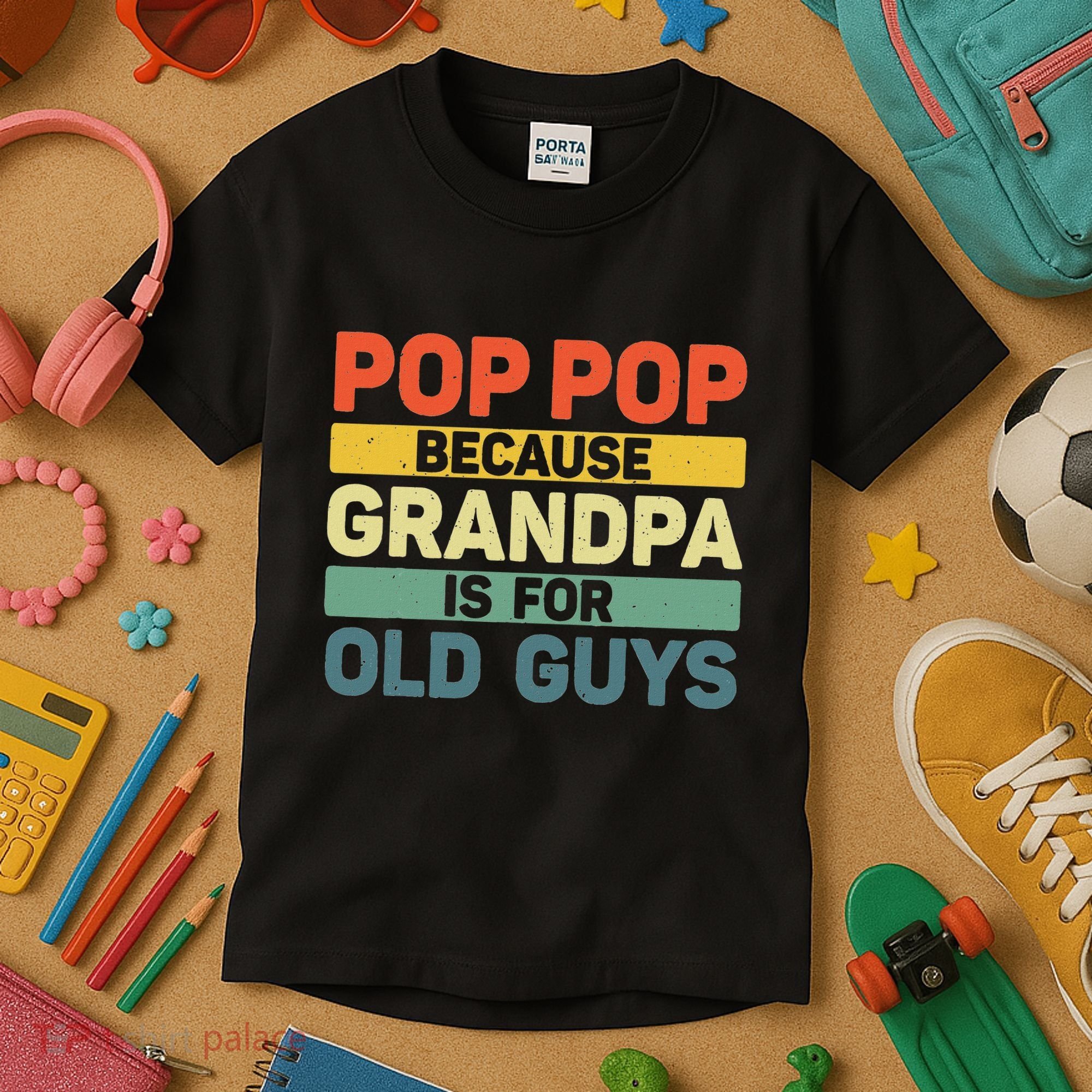 Pop Pop Art For Grandpa From Grandkids FatherS Day Pop Pop Kids T-Shirt