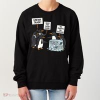 Penguins Protest Against Tariffs Funny Penguin Tariff Women's Sweatshirt thumb 0