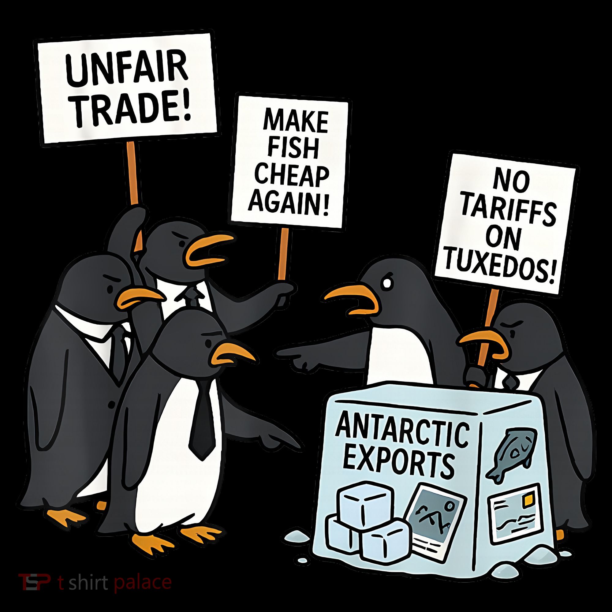 Penguins Protest Against Tariffs Funny Penguin Tariff Backpack