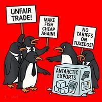 Penguins Protest Against Tariffs Funny Penguin Tariff Santa Hat thumb 1