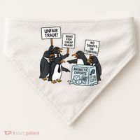 Penguins Protest Against Tariffs Funny Penguin Tariff USA-Made Doggie Bandana thumb 0