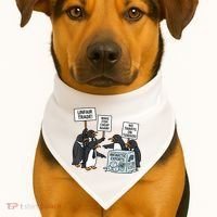 Penguins Protest Against Tariffs Funny Penguin Tariff USA-Made Doggie Bandana thumb 1