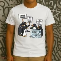 Penguins Protest Against Tariffs Funny Penguin Tariff T-Shirt thumb 3