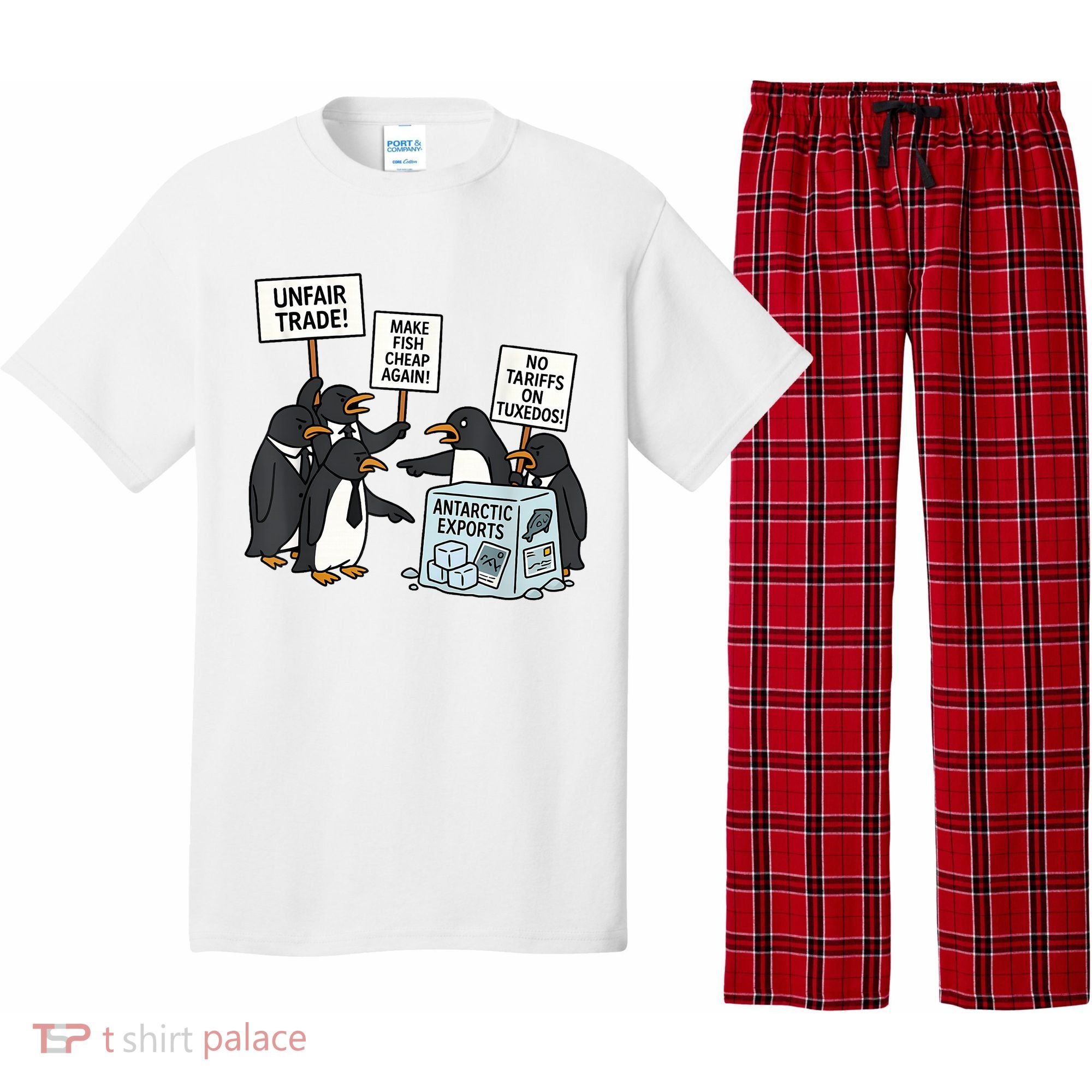Penguins Protest Against Tariffs Funny Penguin Tariff Pajama Set