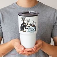 Penguins Protest Against Tariffs Funny Penguin Tariff Tumbler thumb 2