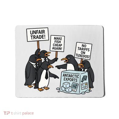 Penguins Protest Against Tariffs Funny Penguin Tariff Mousepad