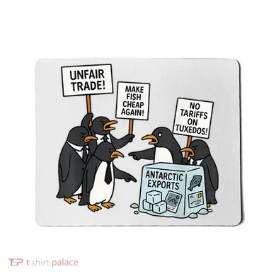 Penguins Protest Against Tariffs Funny Penguin Tariff Mousepad