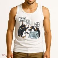 Penguins Protest Against Tariffs Funny Penguin Tariff Tank Top thumb 3