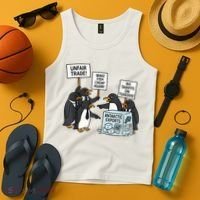 Penguins Protest Against Tariffs Funny Penguin Tariff Tank Top thumb 4