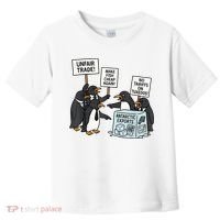 Penguins Protest Against Tariffs Funny Penguin Tariff Toddler T-Shirt thumb 0