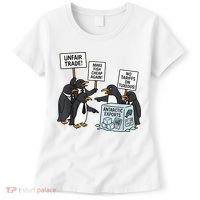 Penguins Protest Against Tariffs Funny Penguin Tariff Women's T-Shirt thumb 0