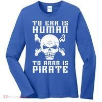 Pirate Pun And Skull Skeleton Easy Pirate Costume Halloween Funny Gift Women's Long Sleeve Shirt thumb 0