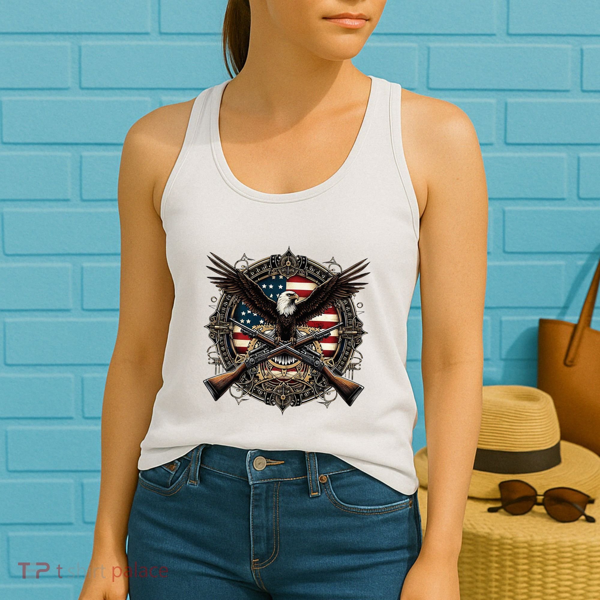Proud Patriot American Flag Bald Eagle Usa Pride Product Women's Tank Top
