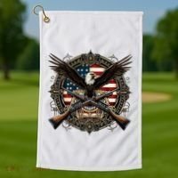 Proud Patriot American Flag Bald Eagle Usa Pride Product Golf Towel thumb 1