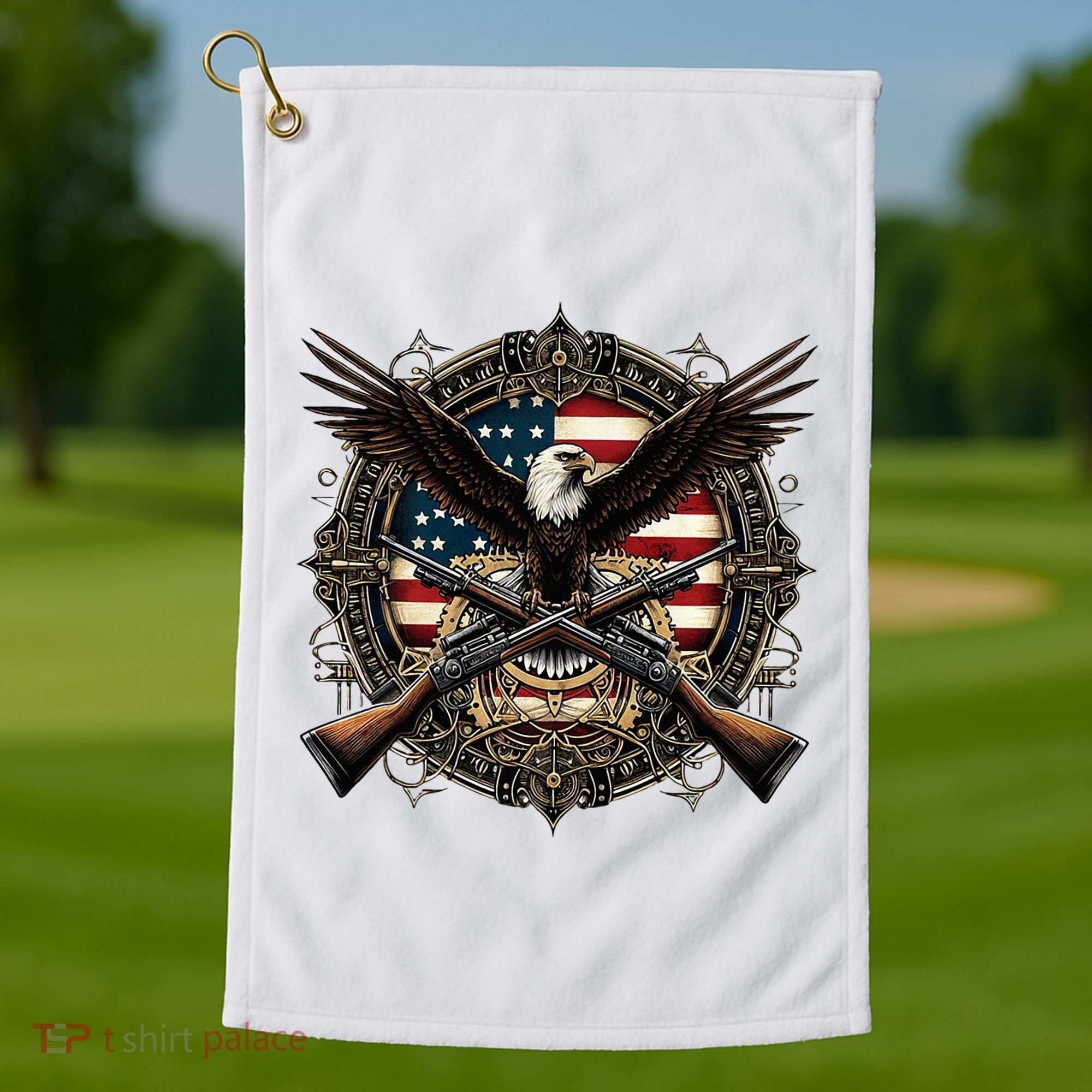 Proud Patriot American Flag Bald Eagle Usa Pride Product Golf Towel
