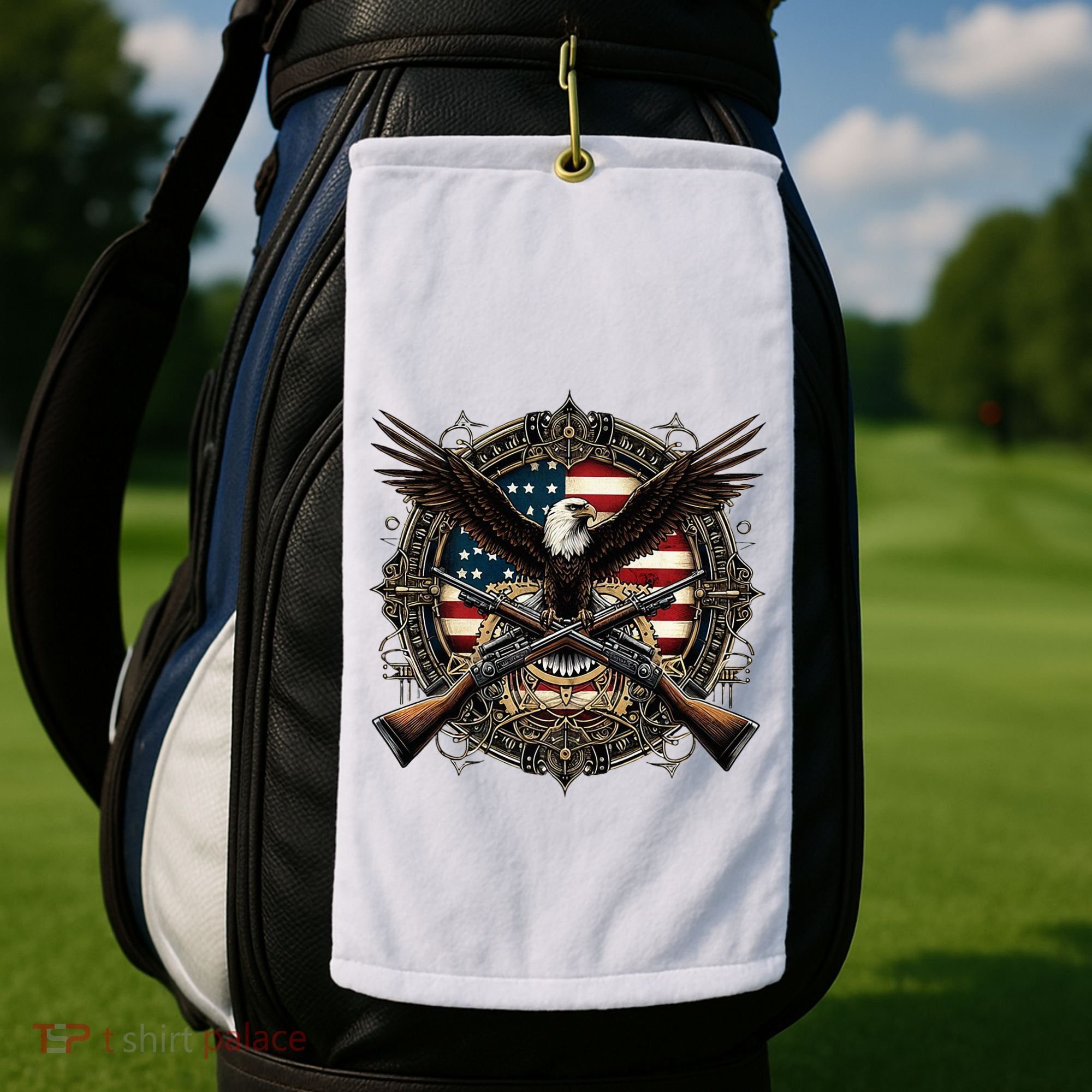 Proud Patriot American Flag Bald Eagle Usa Pride Product Golf Towel
