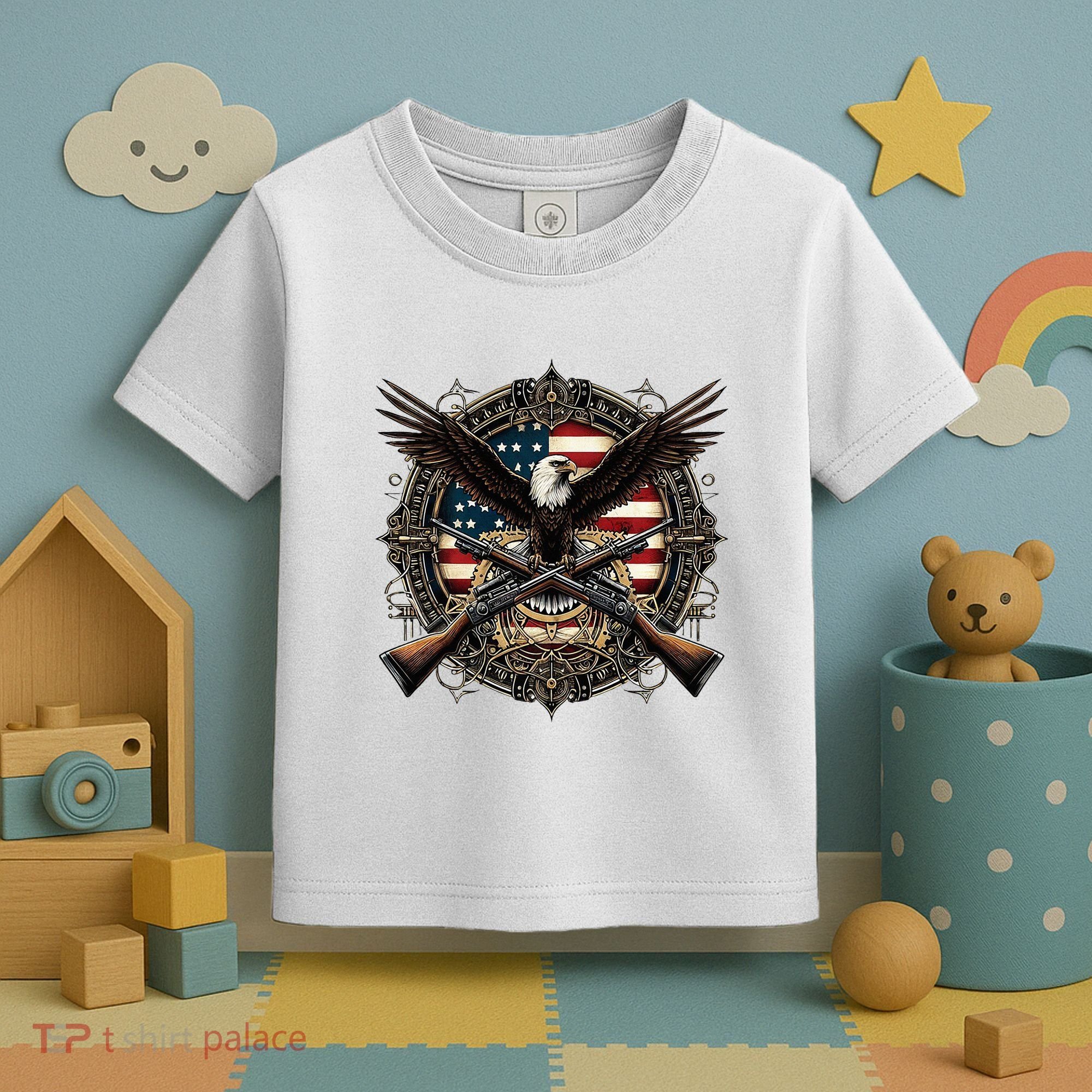 Proud Patriot American Flag Bald Eagle Usa Pride Product Toddler T-Shirt