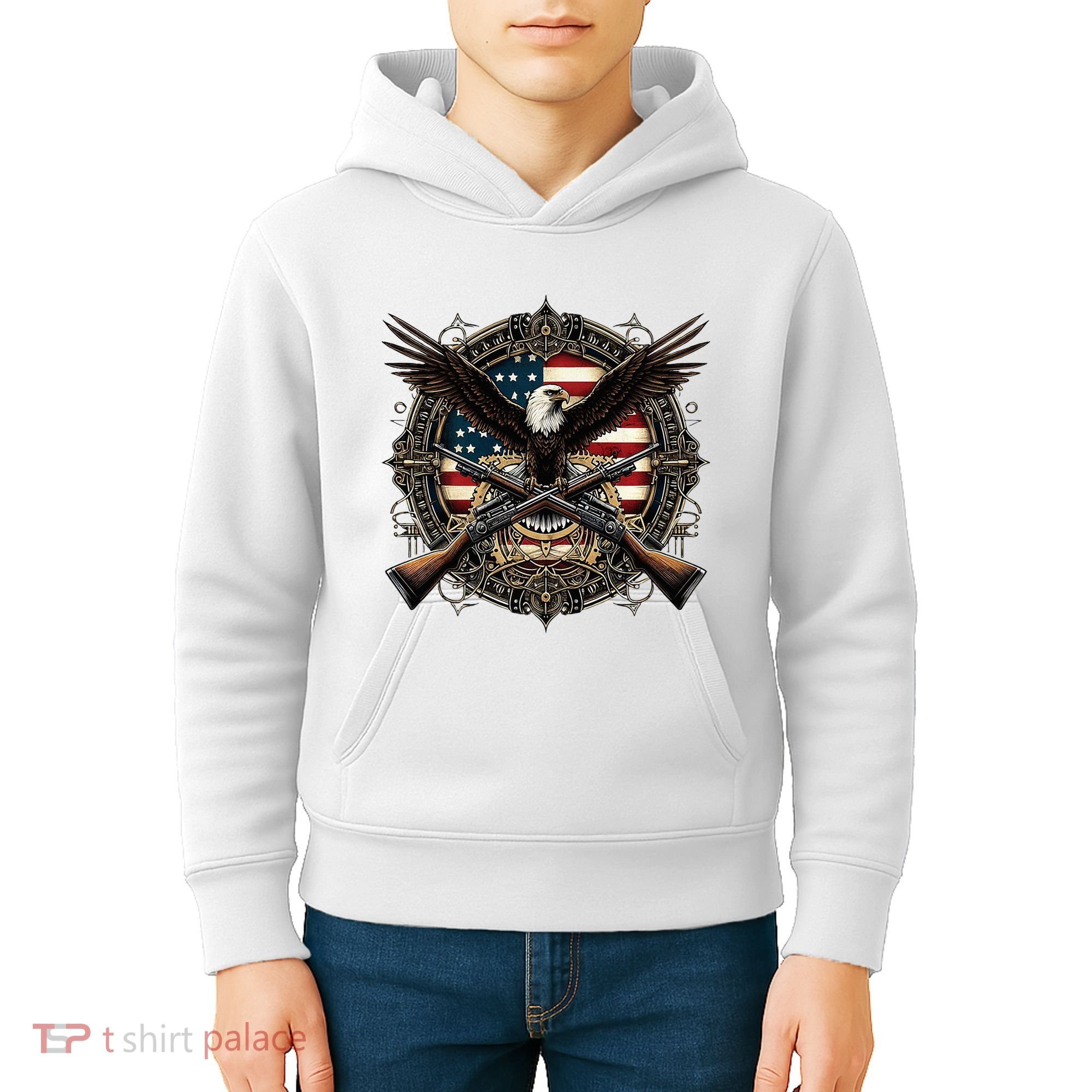 Proud Patriot American Flag Bald Eagle Usa Pride Product Kids Hoodie