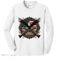 Proud Patriot American Flag Bald Eagle Usa Pride Product Kids Long Sleeve Shirt thumb 0