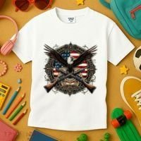 Proud Patriot American Flag Bald Eagle Usa Pride Product Kids T-Shirt thumb 3