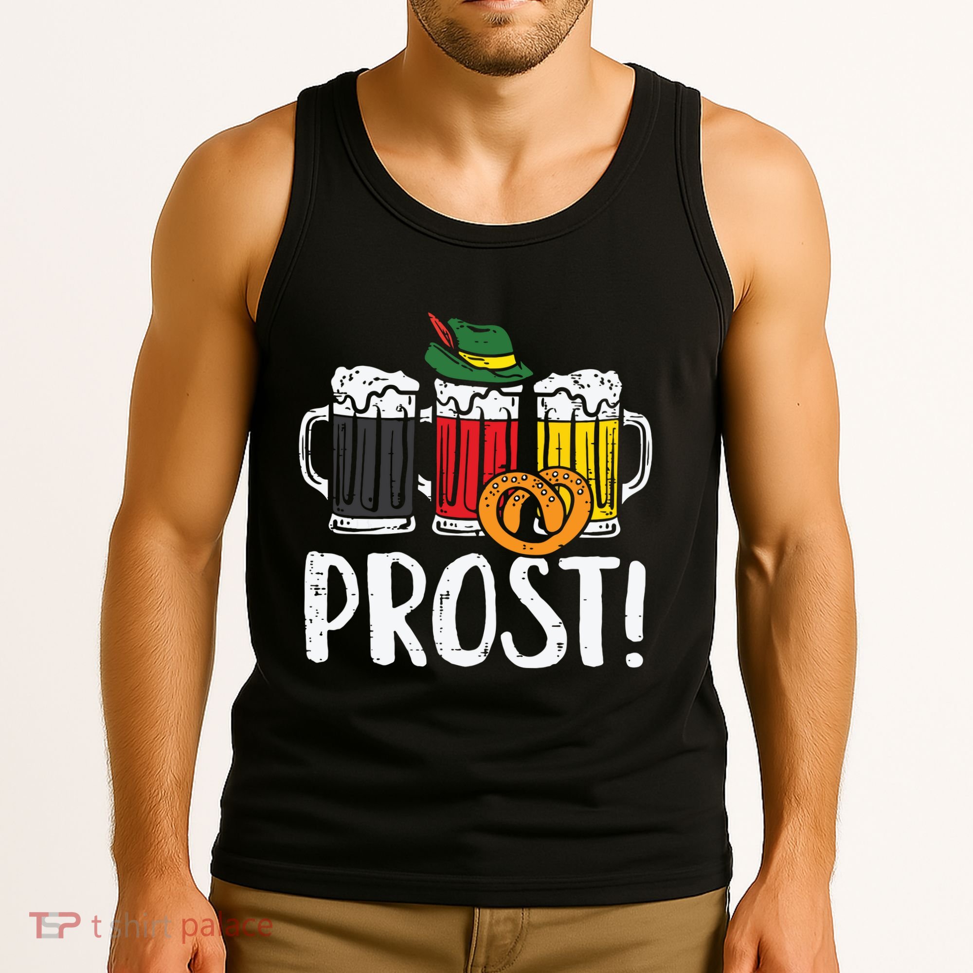 Prost Pretzel Bavarian Beers German Oktoberfest Tank Top