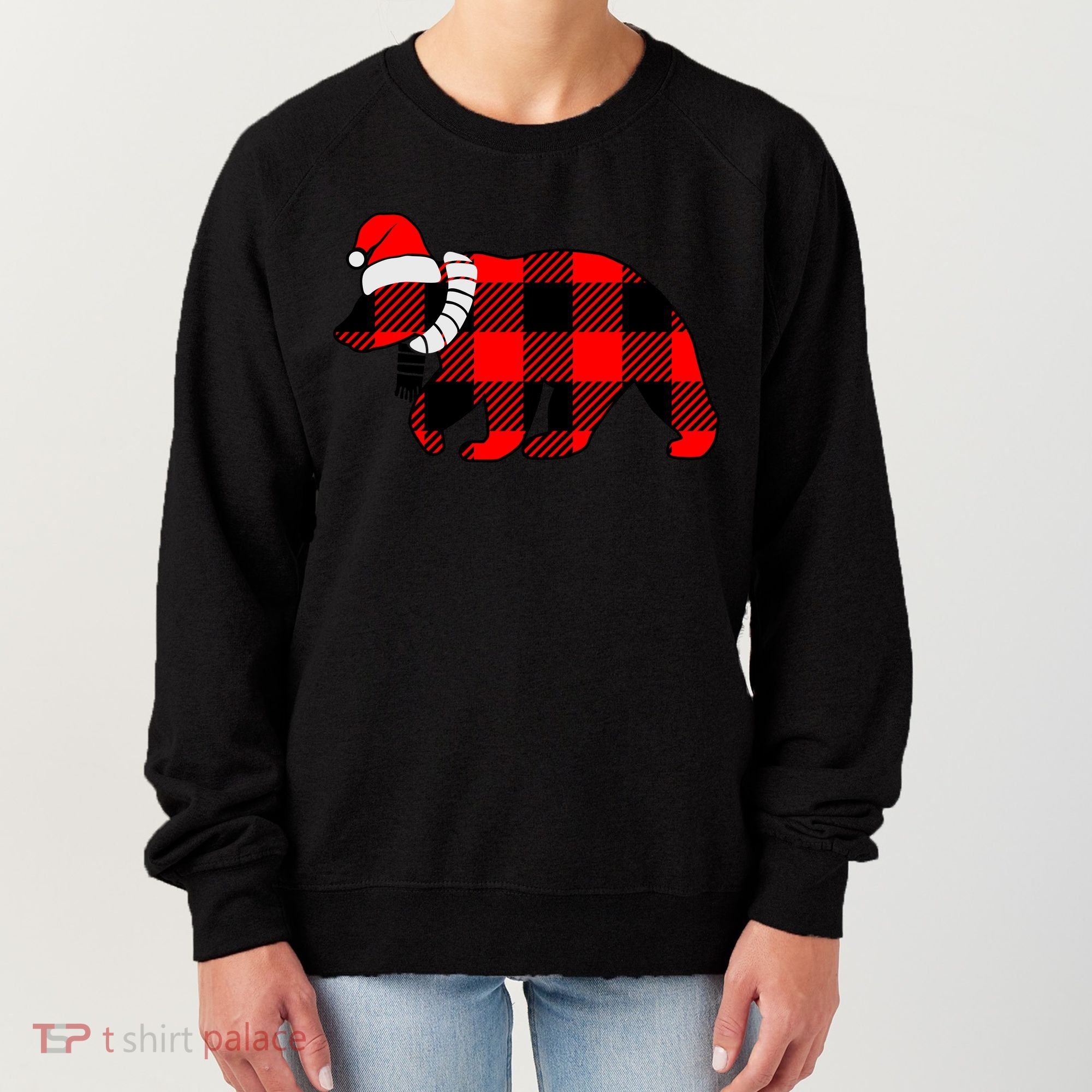 Plaid Polar Bear Christmas Holiday Women's Sweatshirt