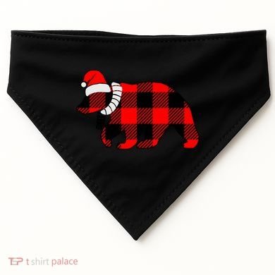 Plaid Polar Bear Christmas Holiday USA-Made Doggie Bandana