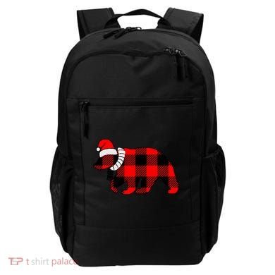 Plaid Polar Bear Christmas Holiday Backpack