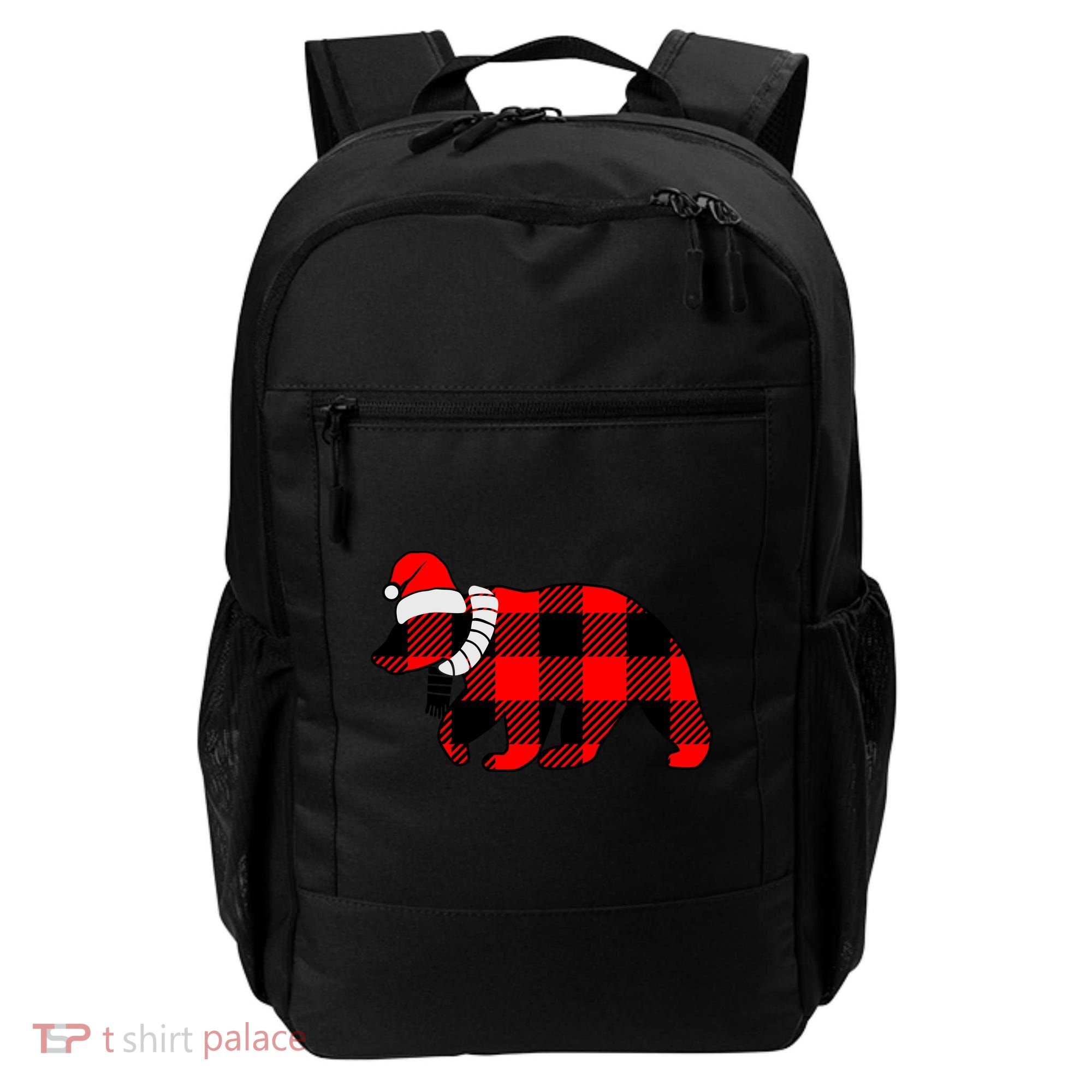 Plaid Polar Bear Christmas Holiday Backpack