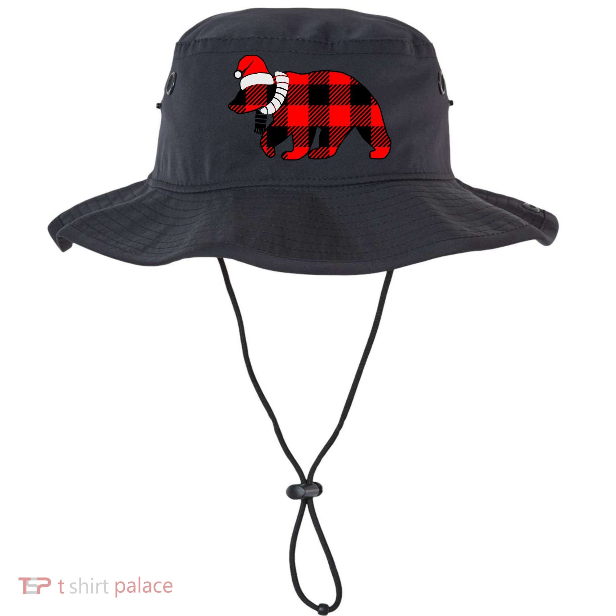 Plaid Polar Bear Christmas Holiday Bucket Hat