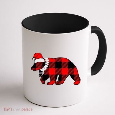 Plaid Polar Bear Christmas Holiday Coffee Mug back