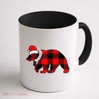Plaid Polar Bear Christmas Holiday Coffee Mug thumb 1