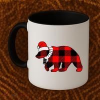 Plaid Polar Bear Christmas Holiday Coffee Mug thumb 2