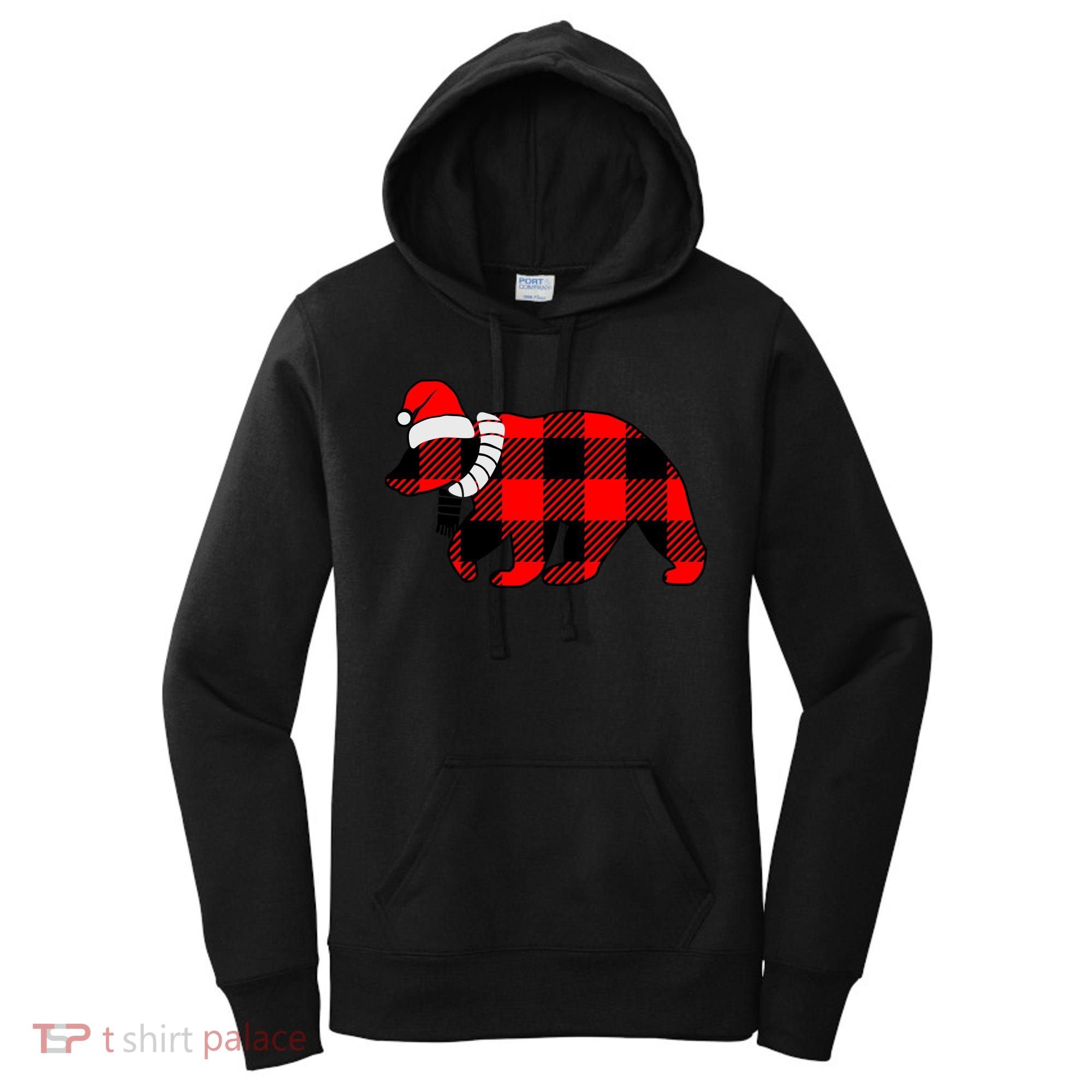 Plaid Polar Bear Christmas Holiday Women's Hoodie