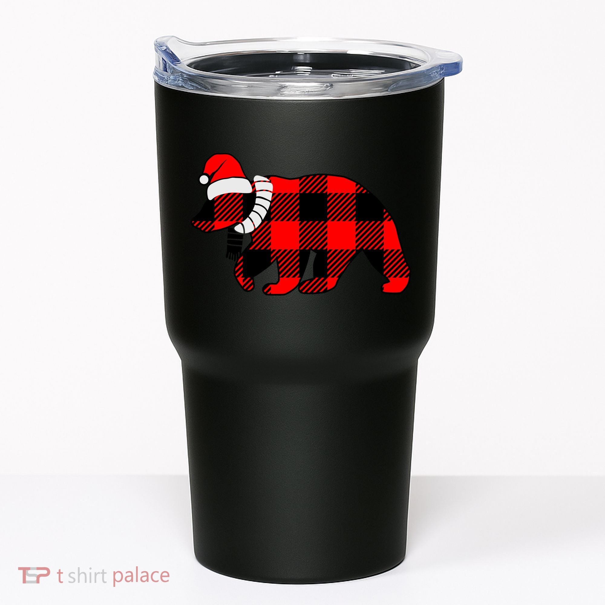 Plaid Polar Bear Christmas Holiday Tumbler