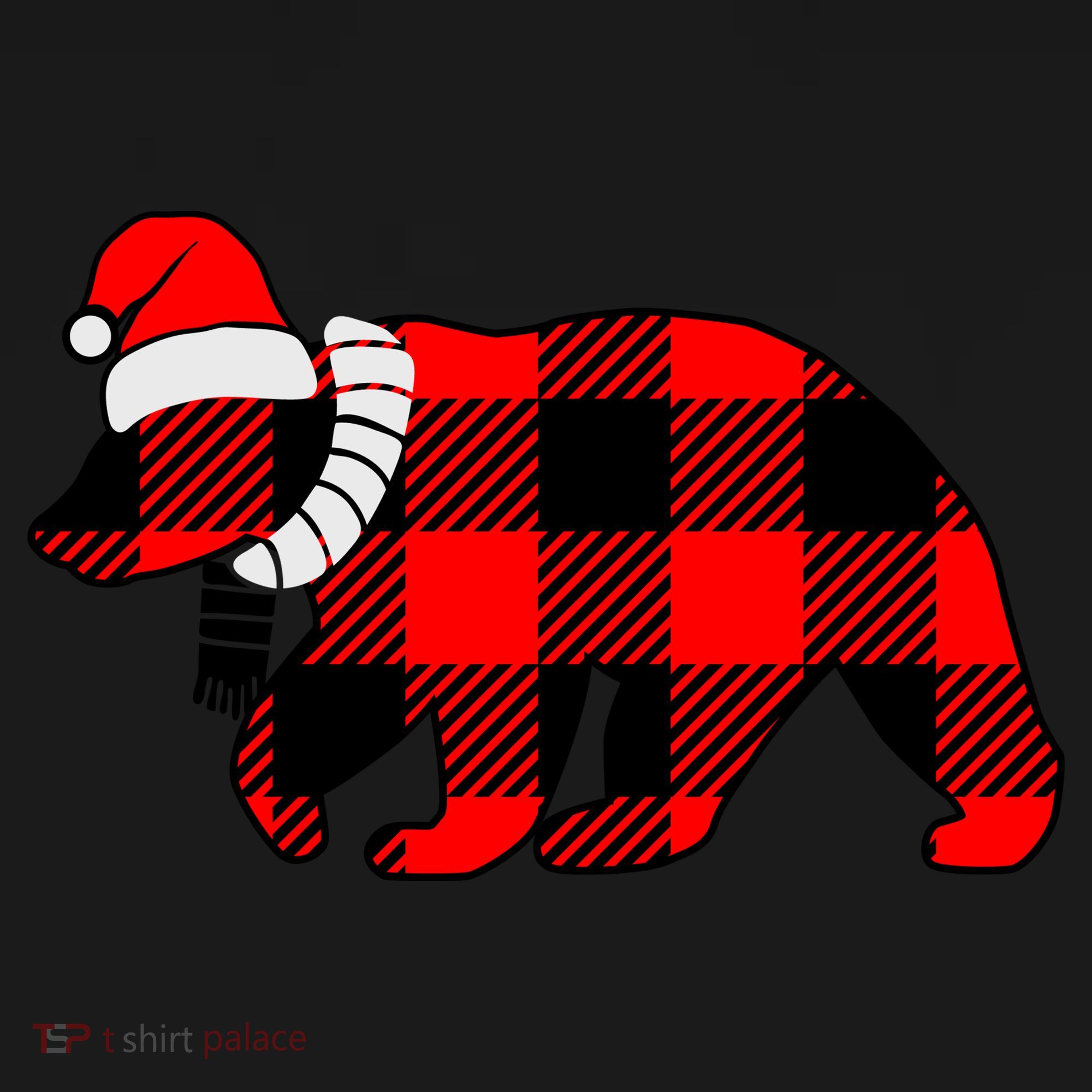Plaid Polar Bear Christmas Holiday Ornament