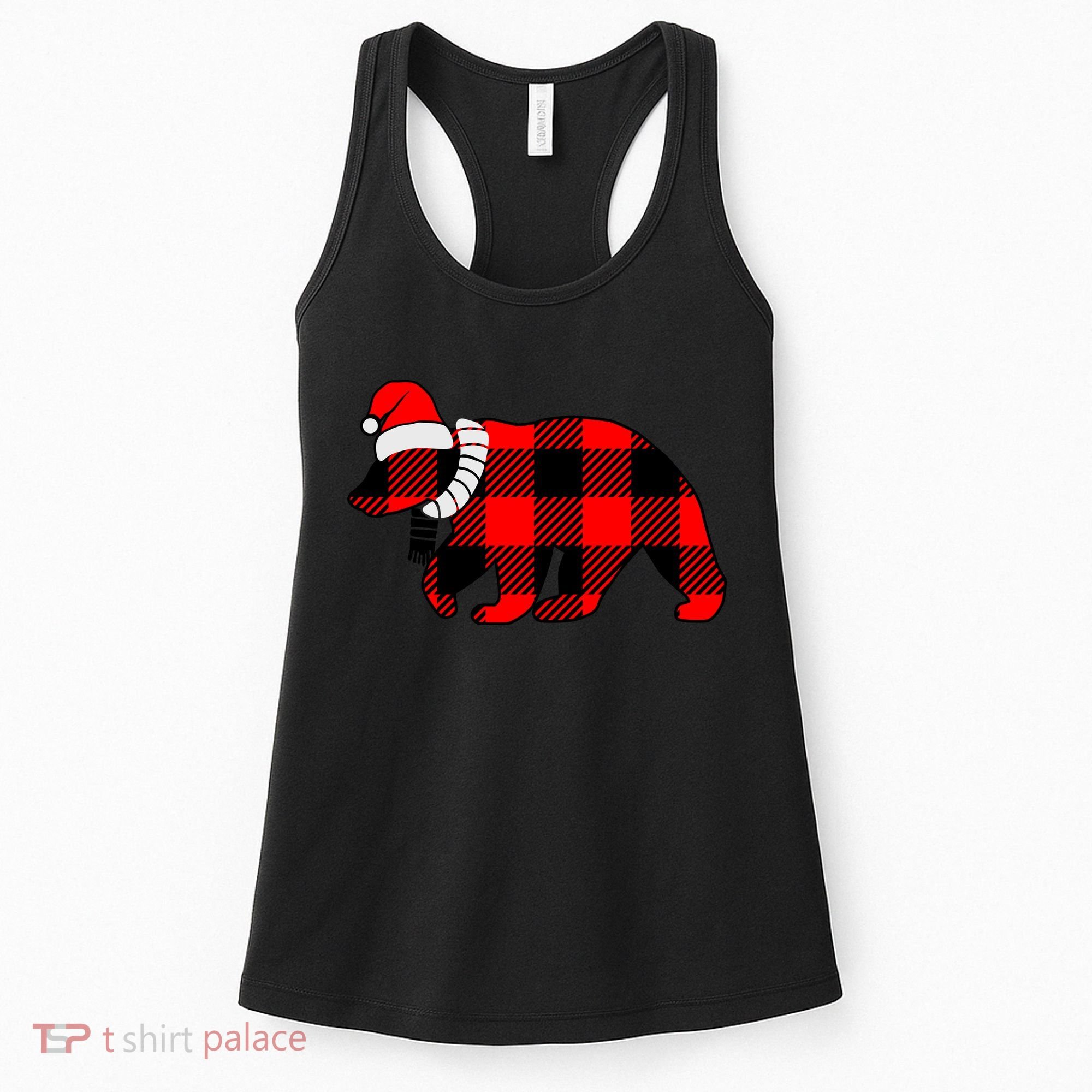 Plaid Polar Bear Christmas Holiday Women's Tank Top