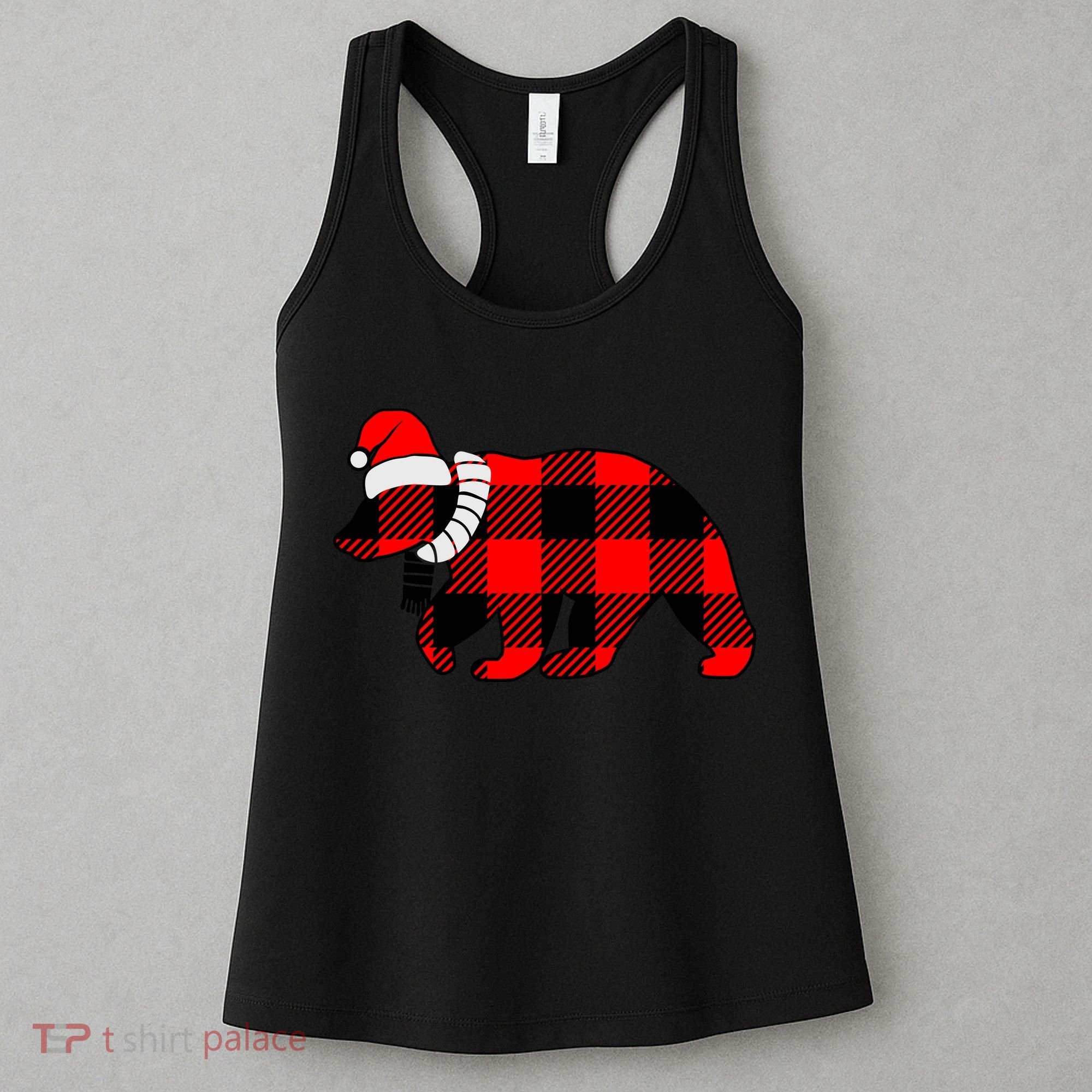 Plaid Polar Bear Christmas Holiday Women's Tank Top