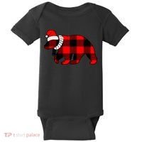 Plaid Polar Bear Christmas Holiday Baby Bodysuit thumb 0