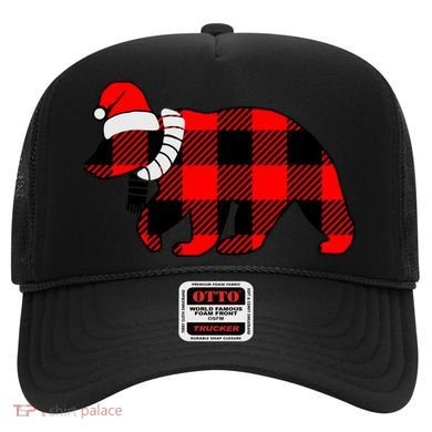 Plaid Polar Bear Christmas Holiday Hat