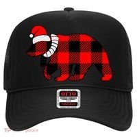 Plaid Polar Bear Christmas Holiday Hat thumb 0