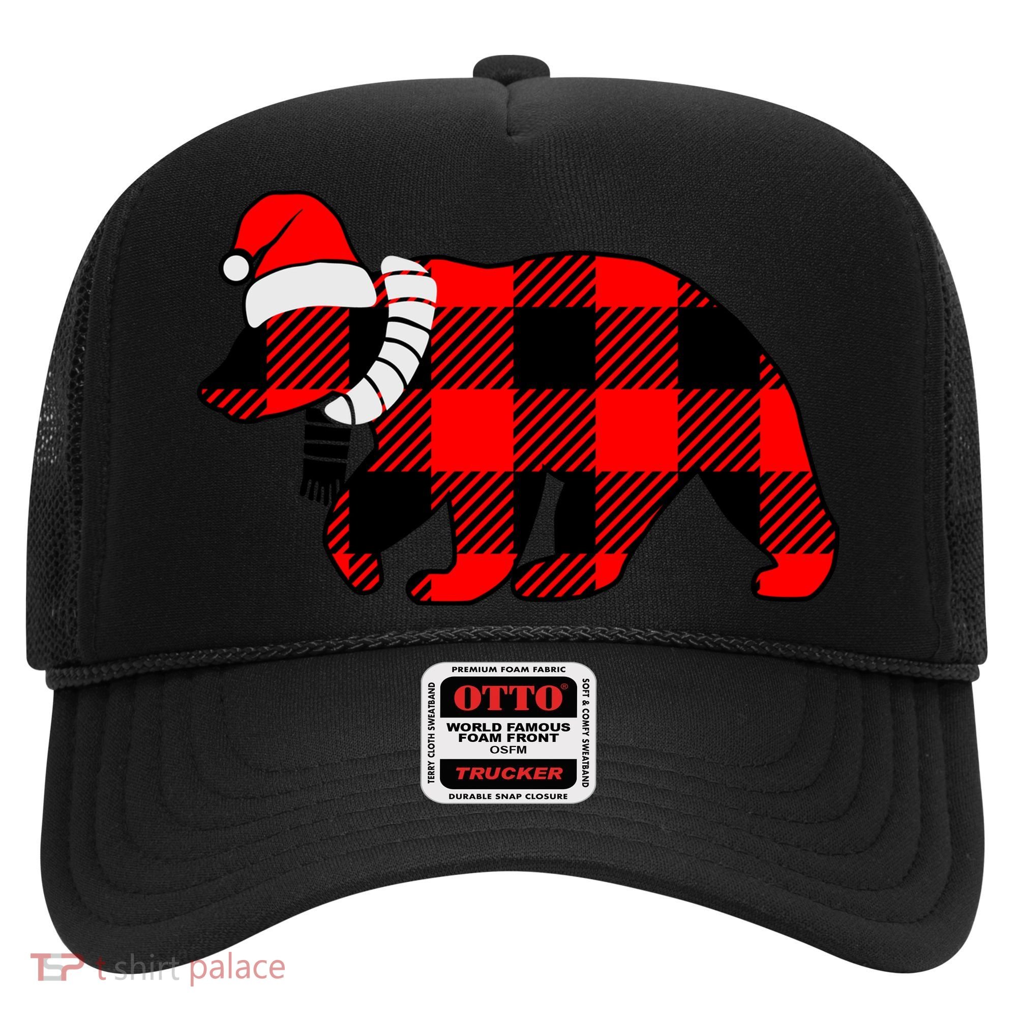 Plaid Polar Bear Christmas Holiday Hat