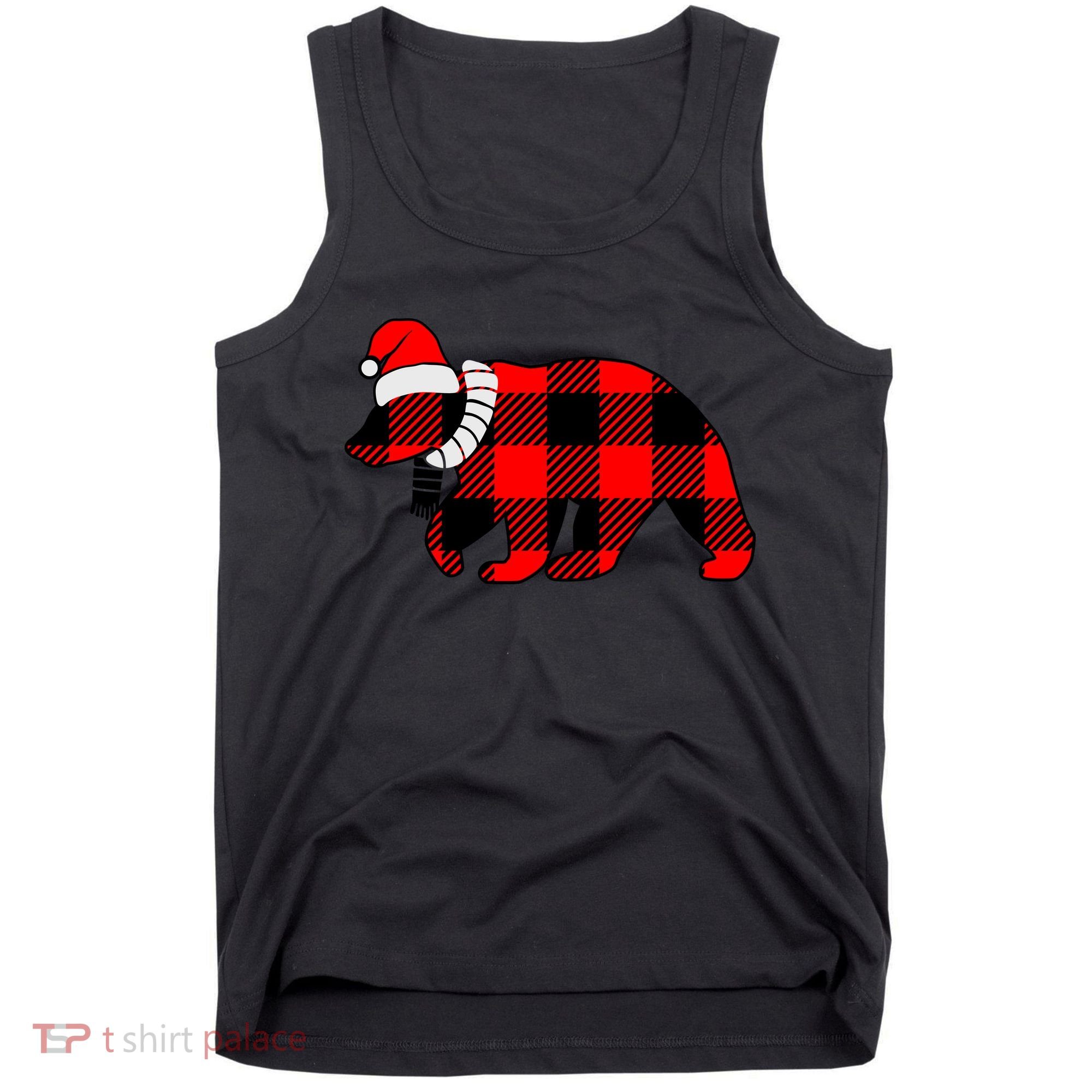 Plaid Polar Bear Christmas Holiday Tank Top
