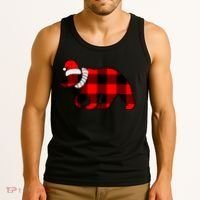 Plaid Polar Bear Christmas Holiday Tank Top thumb 3
